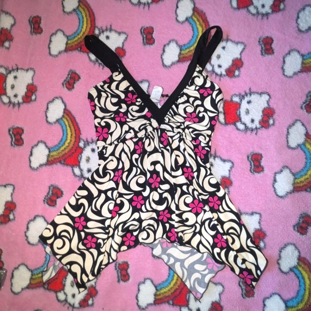 Y2K Asymmetrical BabyDoll Top